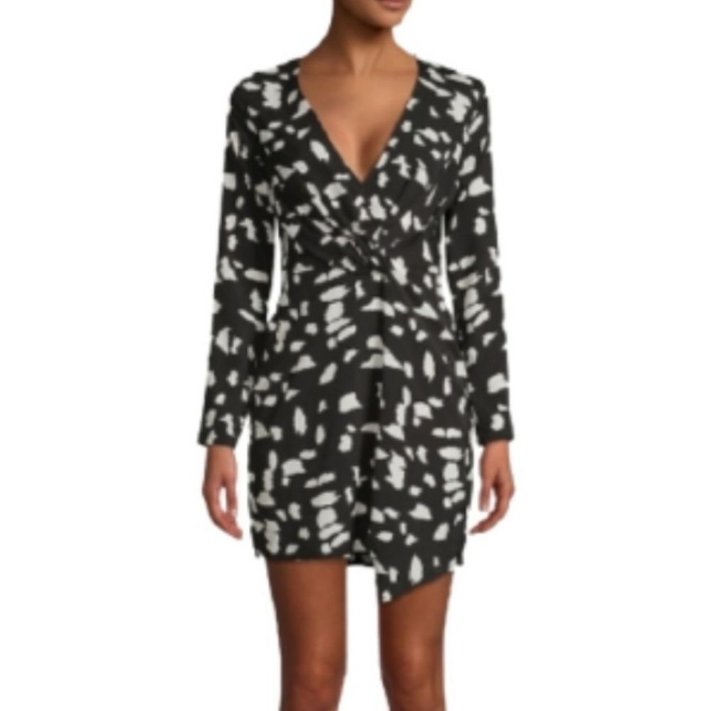 𝅺Missguided Long Sleeve Twist Front Shift Mini Dress Womens Size 6